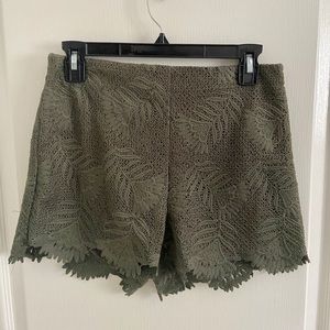 NWT! Olive Green Crochet Shorts